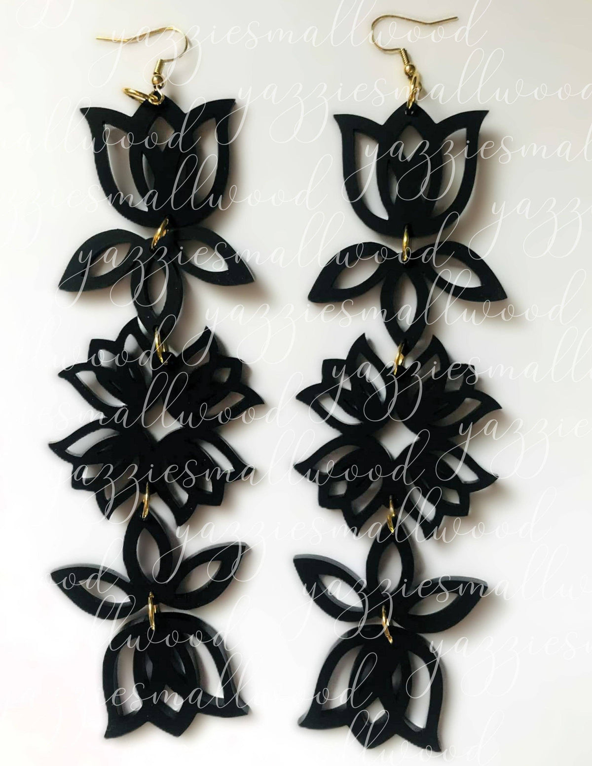 yazziesmallwood - Tulip Floral Powwow XL earrings: Autumn Sunset Flake Glitter