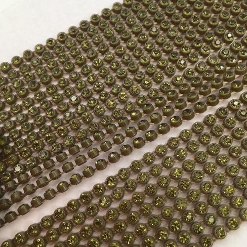 ss8 Colorful Rhinestone Banding - 1 yard Olive Green