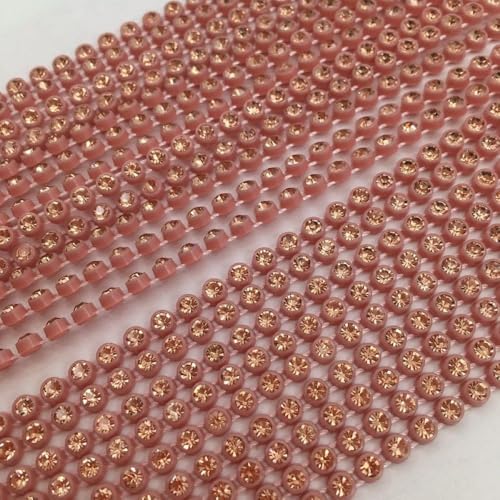 ss8 Colorful Rhinestone Banding - 1 yard Dusty Pink