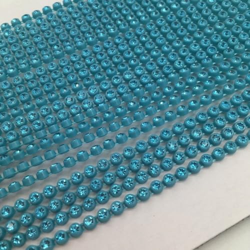 ss8 Colorful Rhinestone Banding - 1 yard Aqua