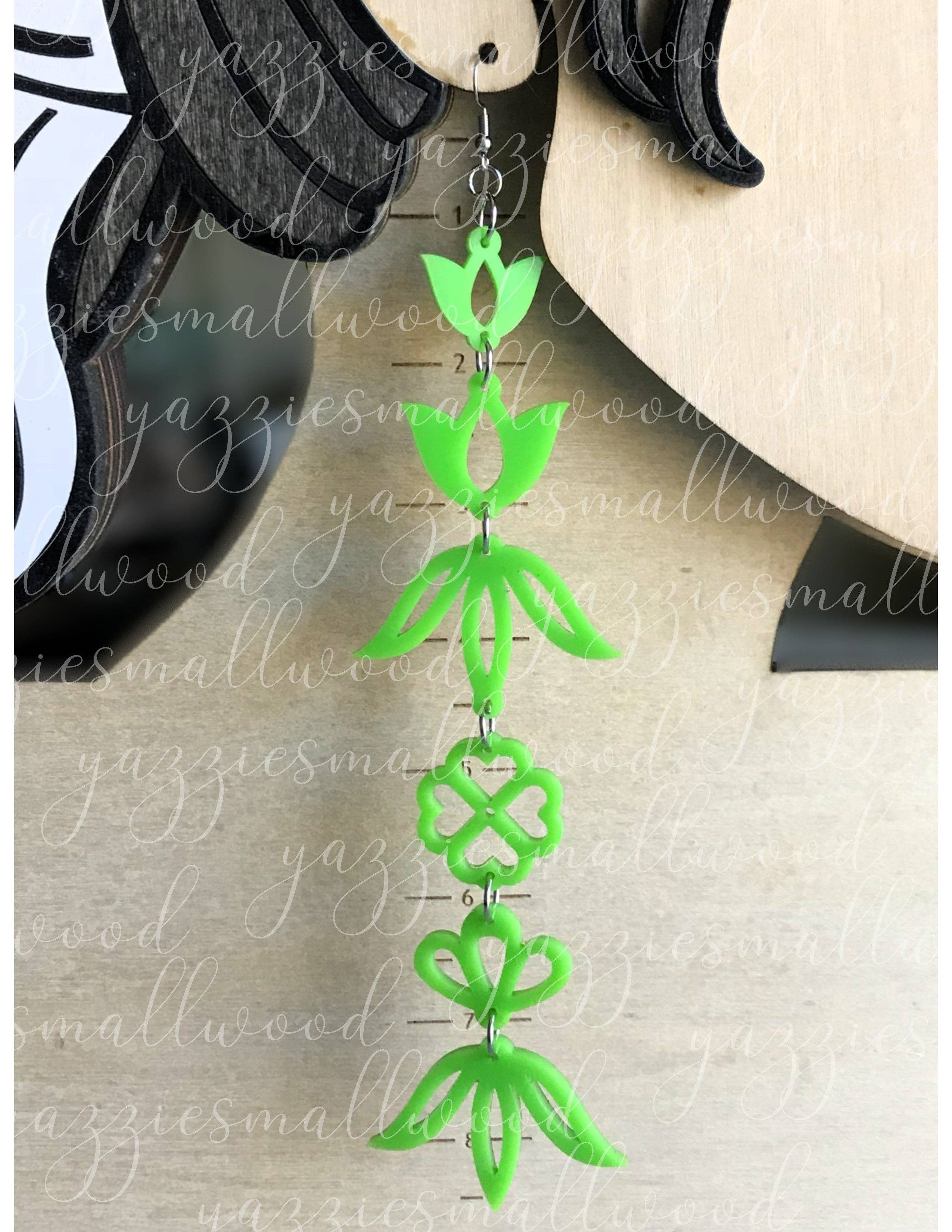 yazziesmallwood - Whimsical Florals XL earrings: Purple Mirror Flake