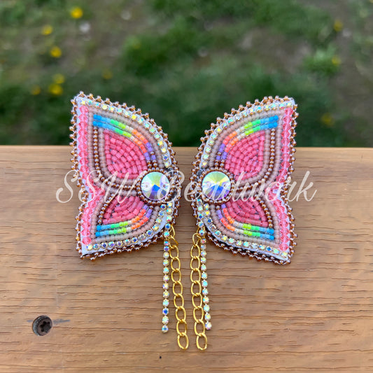 Large Pink Butterfly Earrings