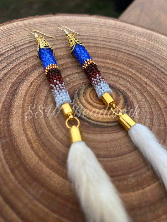 Dark Blue Ermine Tail Earrings