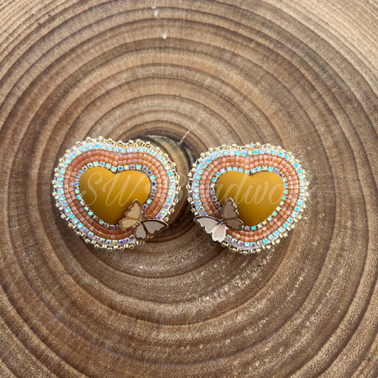🤎Orange Mini Hearts with Gold Butterflies