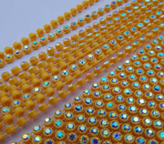 ss6 AB rhinestone banding - 1 yard Yellow