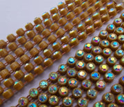 ss6 AB rhinestone banding - 1 yard Brown