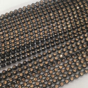 ss8 Colorful Rhinestone Banding - 1 yard Black & Topaz