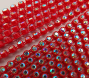 ss6 AB Rhinestone Banding - 1 yard Red