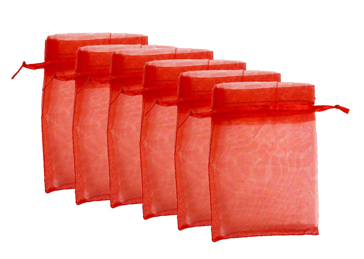 Organza Bag-RED, 6ct Asstd. Medium