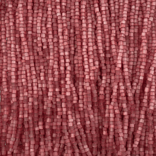 Czech Seed Beads 10/0 2Cut Satin Dark Pink Solgel Strung