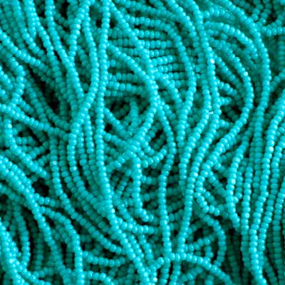 Czech Seed Bead 13/0 Cut Opaque Turquoise Strung