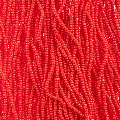Czech Seed Bead 13/0 Cut Opaque Medium Red Strung