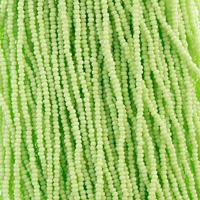 Czech Seed Bead 13/0 Cut Opaque Pale Green Strung