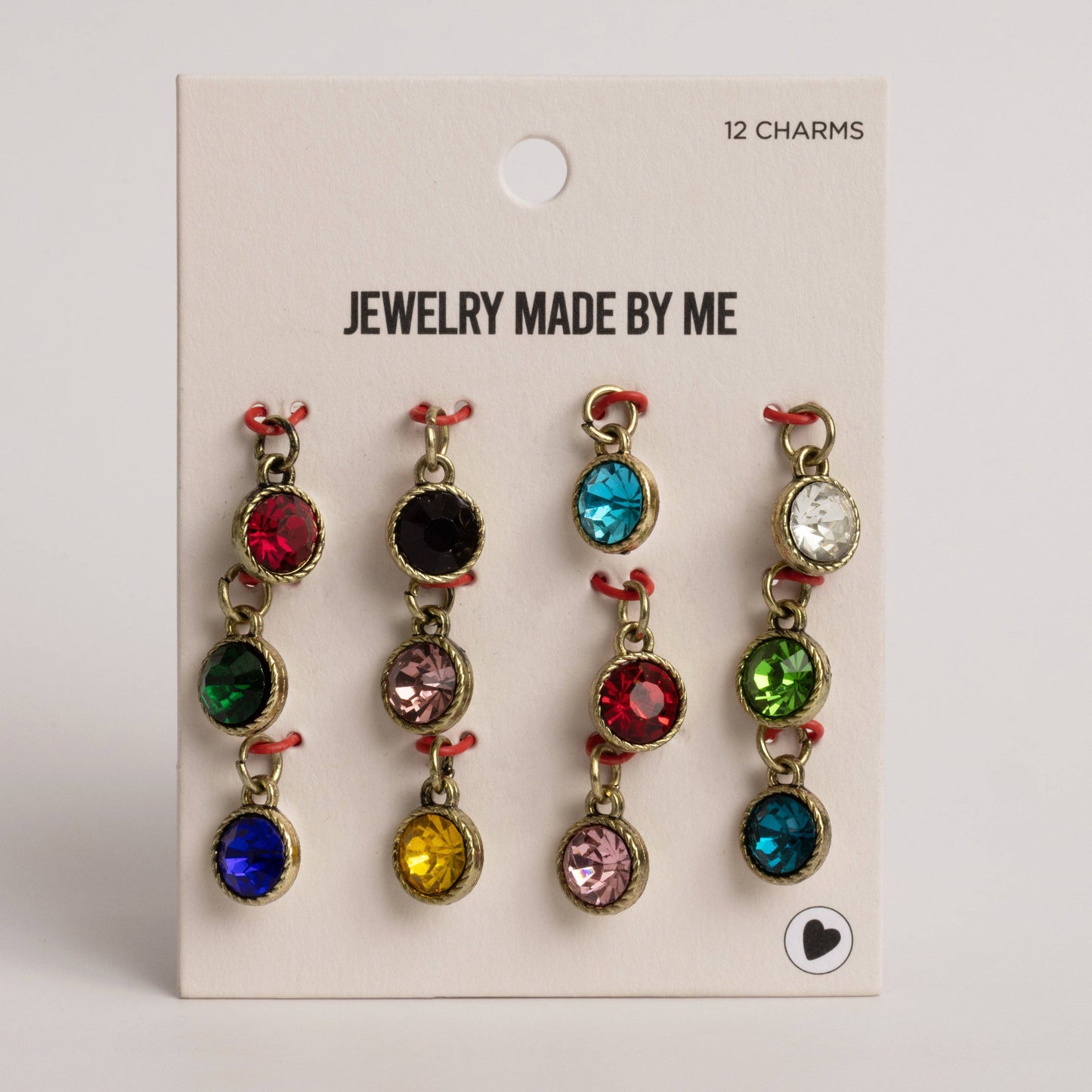 Antique Gold Birthstone Crystal Charms Set of 12