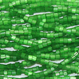11/0 Czech Two Cut Seed Bead Green Satin