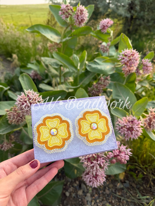 Large Yellow Beaded Florals 🌼