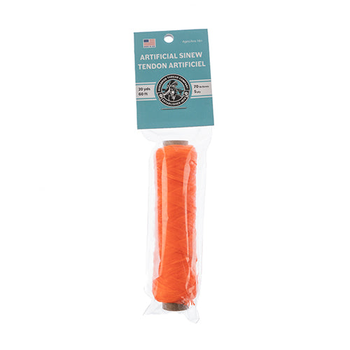 Gudebrod Sinew Bobbin 60ft (20yd) Neon Orange 5ply 70lb test Made in USA