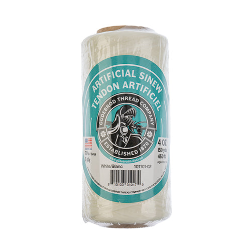 Gudebrod Sinew 4oz 450ft (150yd) White 5ply 70lb test Made in USA