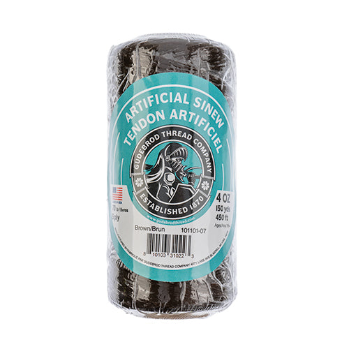 Gudebrod Sinew 4oz 450ft (150yd) Brown 5ply 70lb test Made in USA