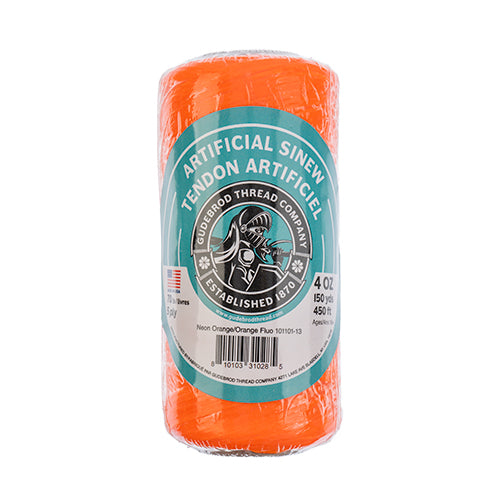 Gudebrod Sinew 4oz 450ft (150yd) Neon Orange 5ply 70lb test Made in USA