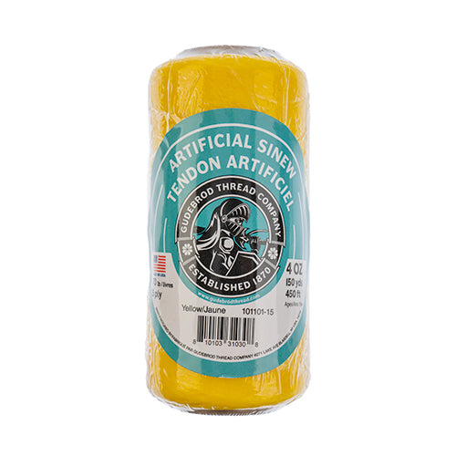 Gudebrod Sinew 4oz 450ft (150yd) Yellow 5ply 70lb test Made in USA