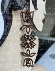 yazziesmallwood - Tulip Floral Powwow XL earrings: Brown Mocha Glitter