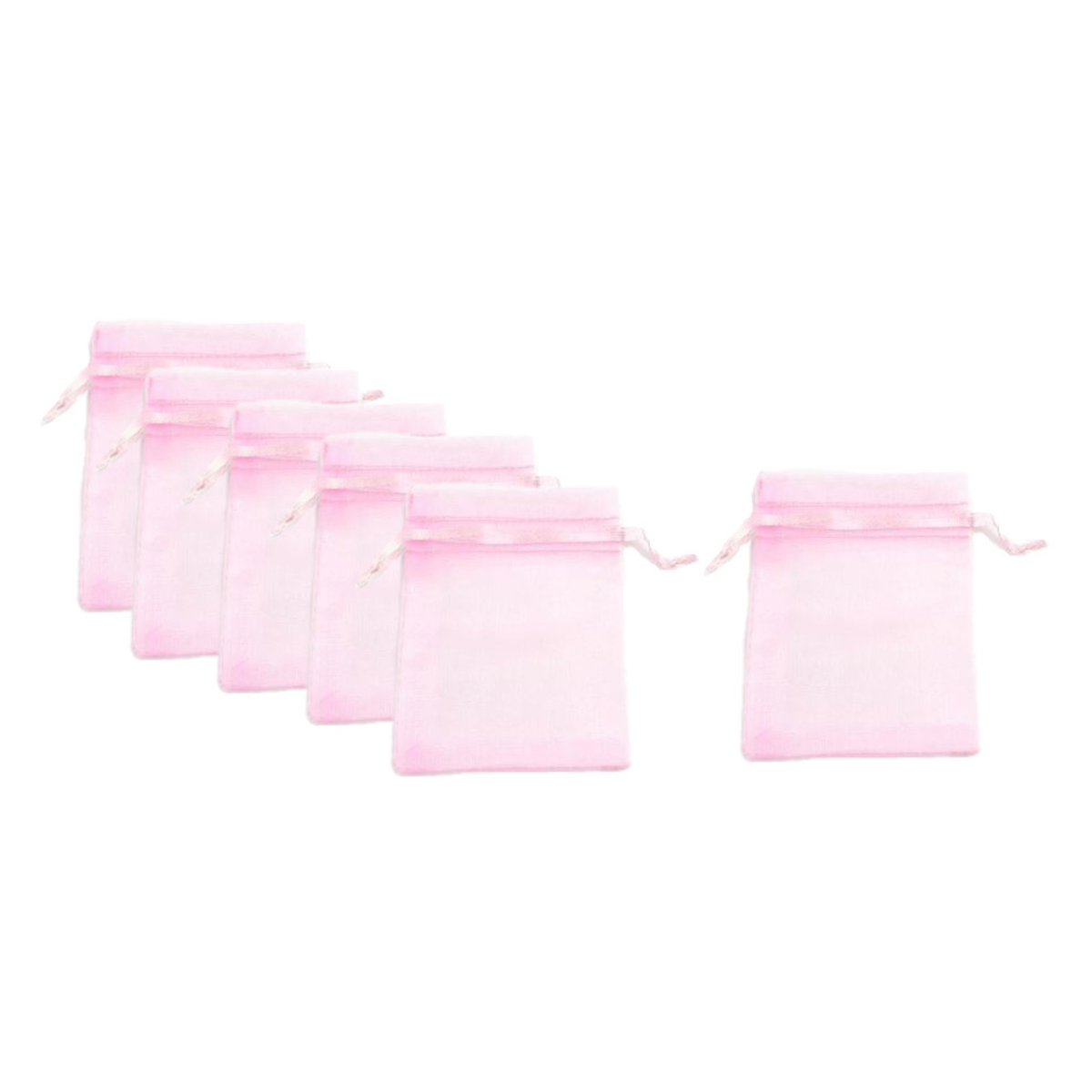 Organza Fabric Bag, Approx, 3x4in 6-ct  Light Pink