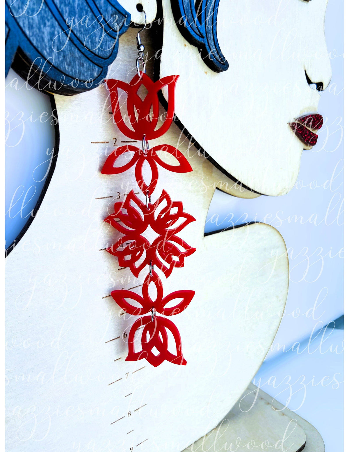 yazziesmallwood - Tulip Floral Powwow XL earrings: Brown Mocha Glitter