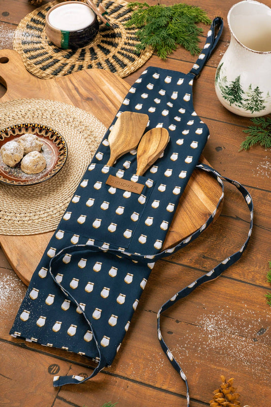 Kitchen Apron - Navy Elk Tooth: ADULT: 30"W x 31" L