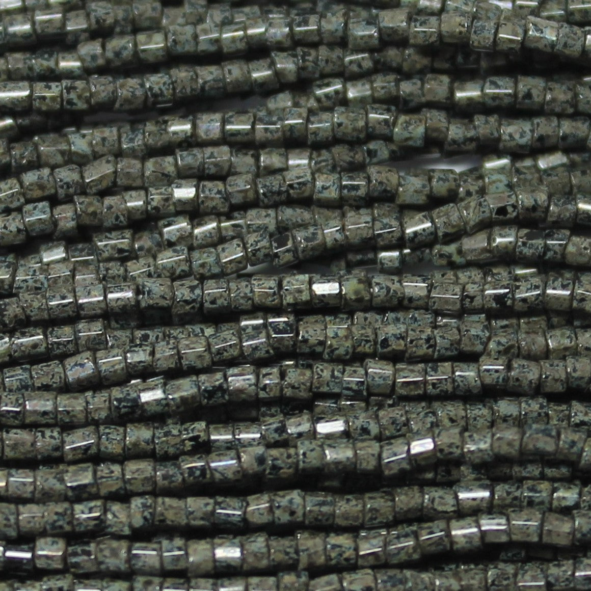 11/0 Czech Two Cut Seed Bead Opaque Black Picasso