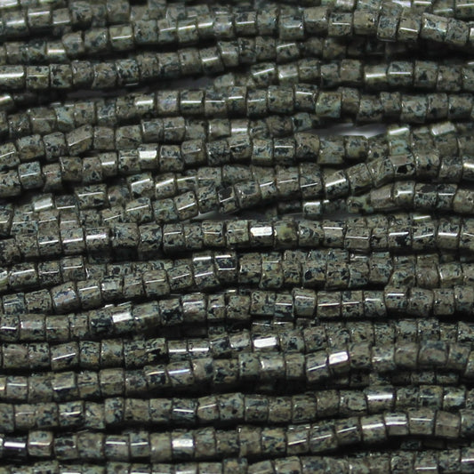 11/0 Czech Two Cut Seed Bead Opaque Black Picasso