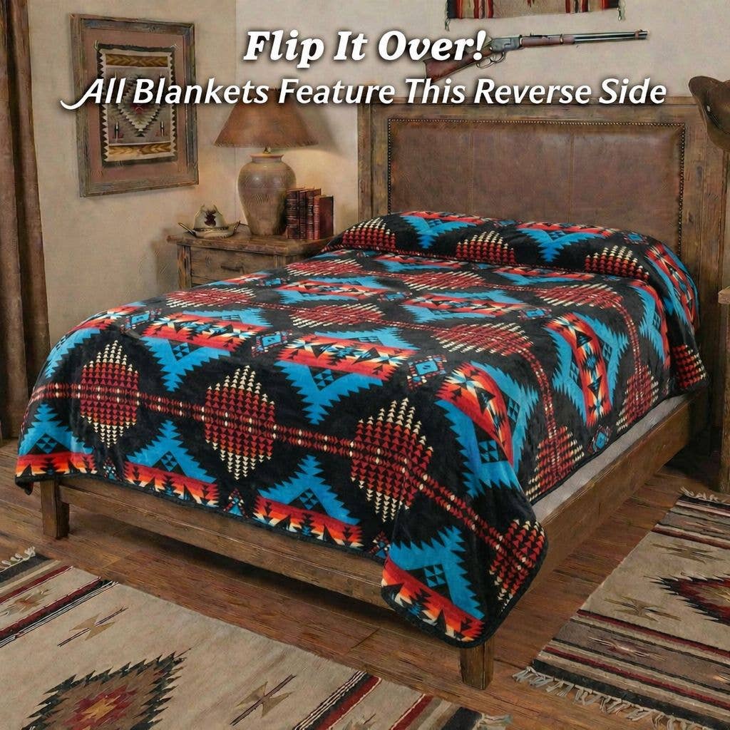 White River – Queen Reversible Flannel Fleece Blanket Burgan