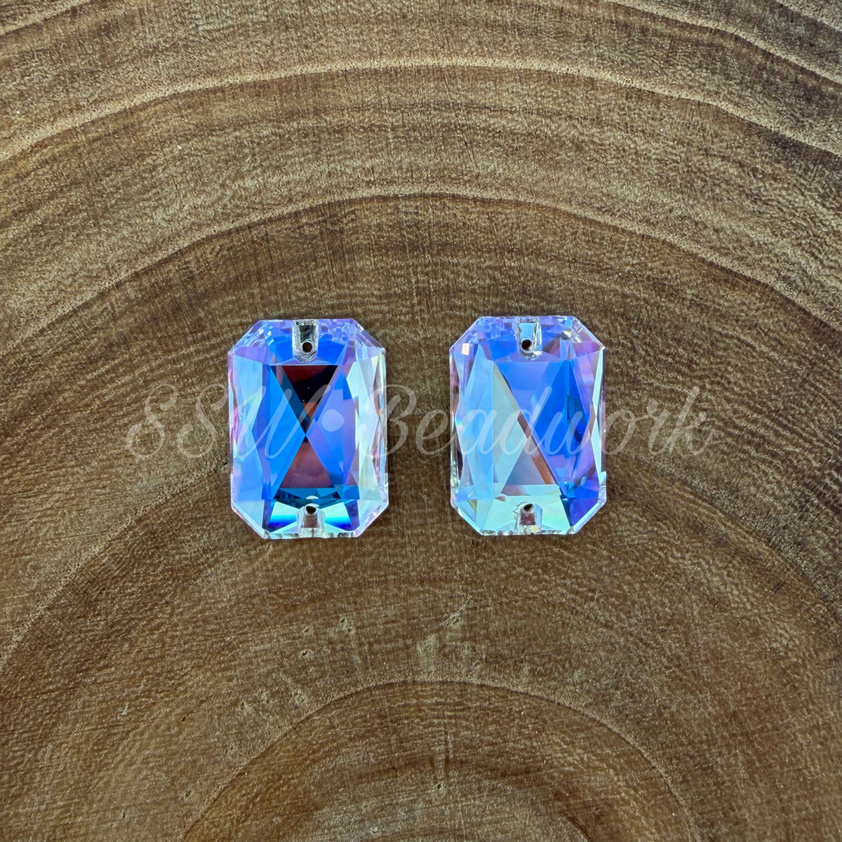 Flatback Emerald Cut Crystal Centers (Pair)