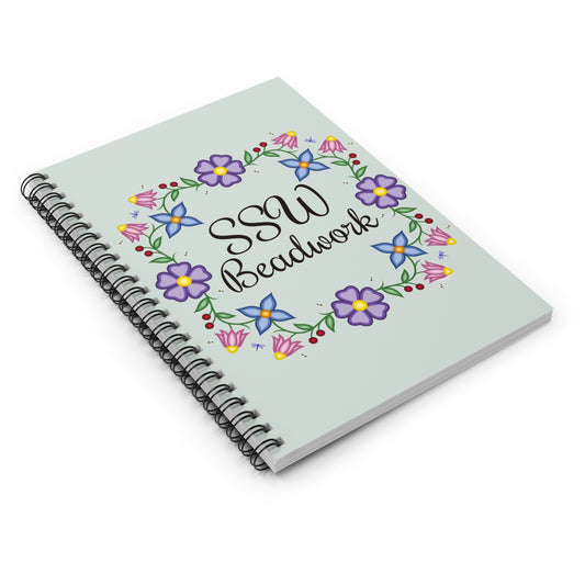 Sage Green Floral Spiral Notebook - Ruled Line