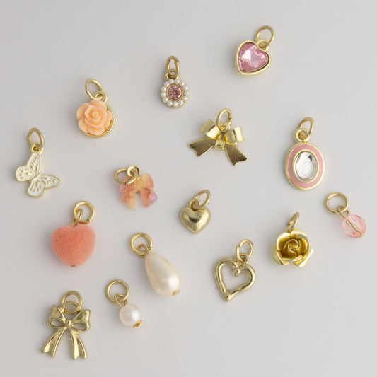 Pretty Things Charm Set Pink & Pearl Charm Set of 15
