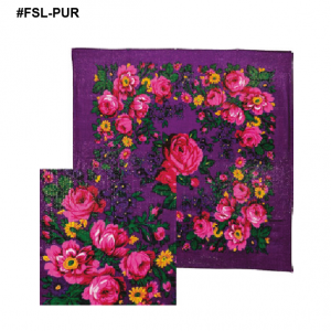 FSL-PUR - Large Metallic Floral Scarf 44″x44″