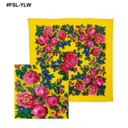 Nativo - FSL-YLW - Large Metallic Floral Scarf 44″x44″