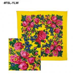 Nativo - FSL-YLW - Large Metallic Floral Scarf 44″x44″