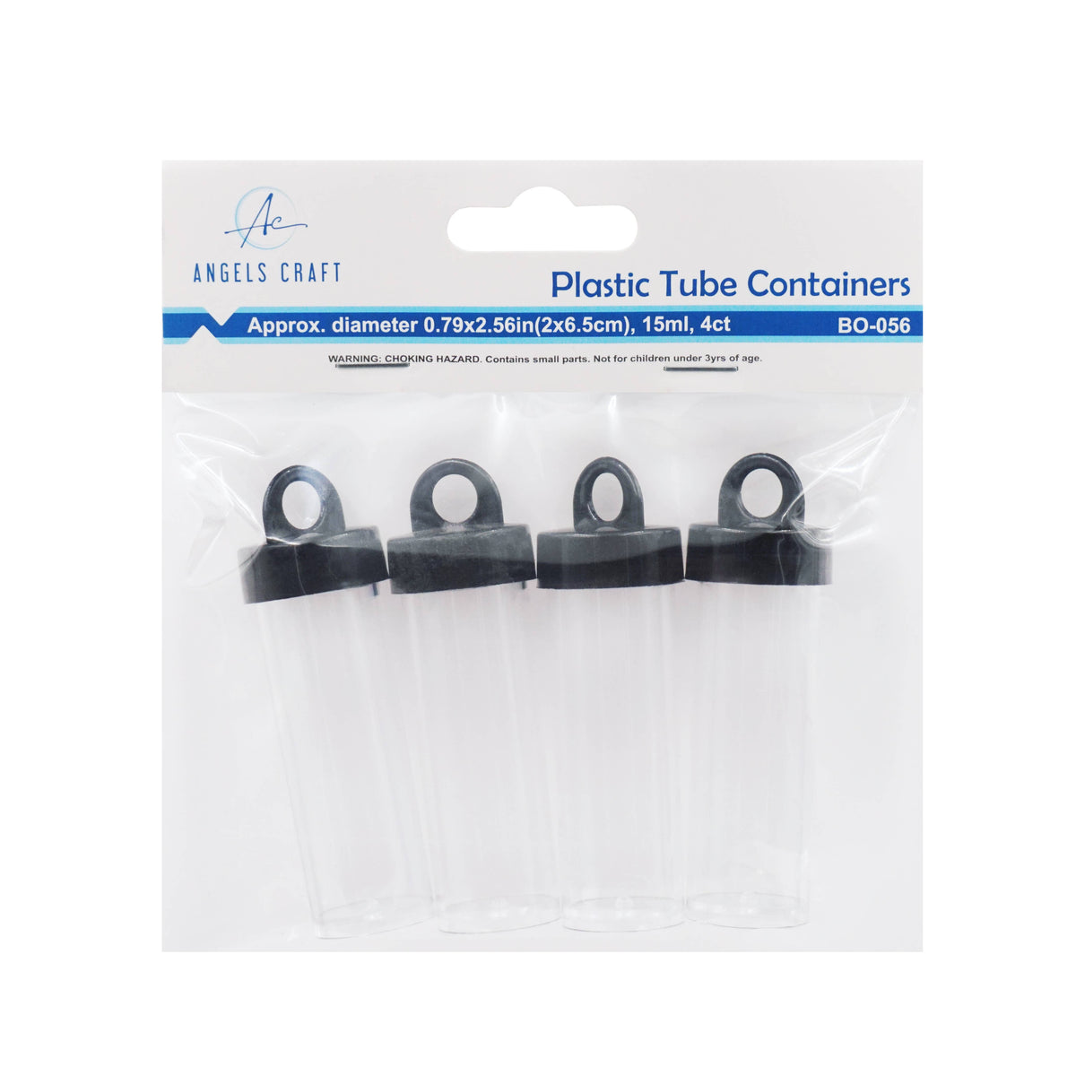 Plastic Tube Container w/ Hanging Screw Lid, 4-ct: 15ml