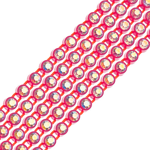 Crystal Lane DIY Rhinestone Banding 1yd 1row ss8 Hot Pink Casing/ Crystal AB