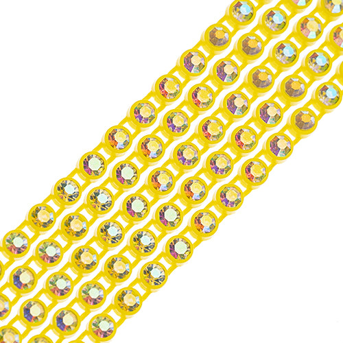 Crystal Lane DIY Rhinestone Banding 1yd 1row ss8 Lemon Casing/ Crystal AB