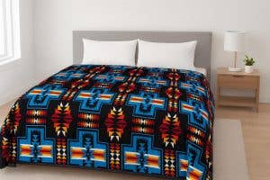 Santa Fe Native King Plush Blanket – Reversible Gray2