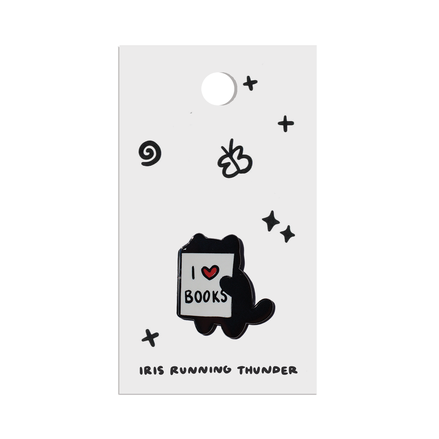 Iris Running Thunder - “I Love Books Cat” Enamel Pin
