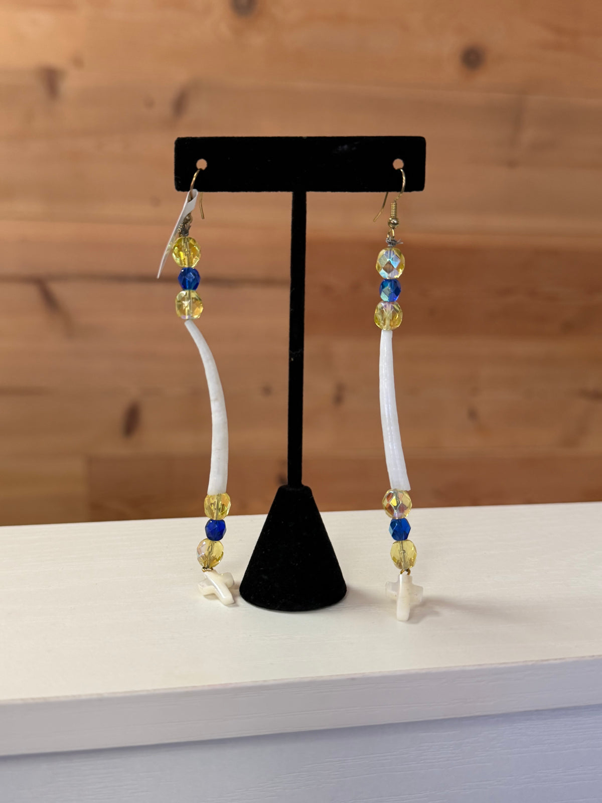 Turtle Island Express - Dentalium Shell Box Elder Bear Colored Earrings