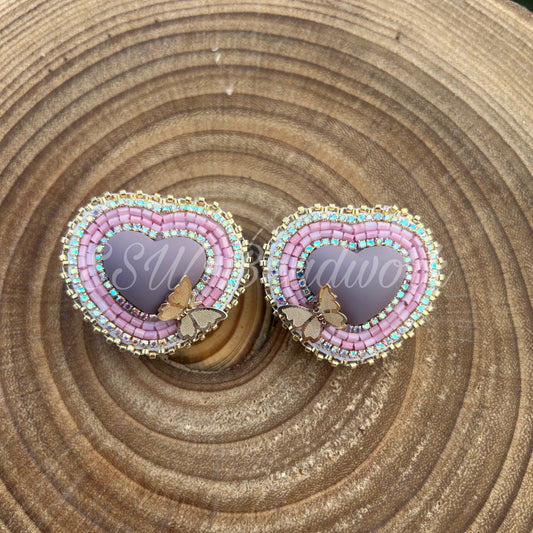 🤎Mauve Mini Hearts with Gold Butterflies