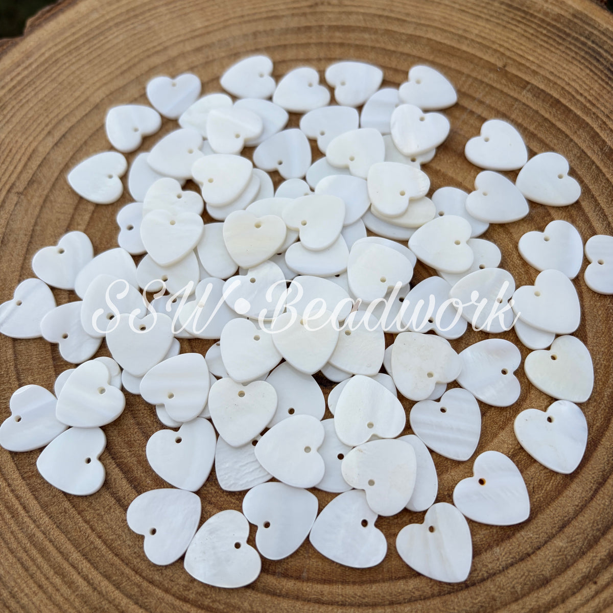 15 mm Mother of Pearl Hearts w/ 1 hole (EACH)