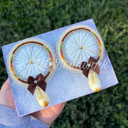 Large Brown Dentalium Shell Round Earrings