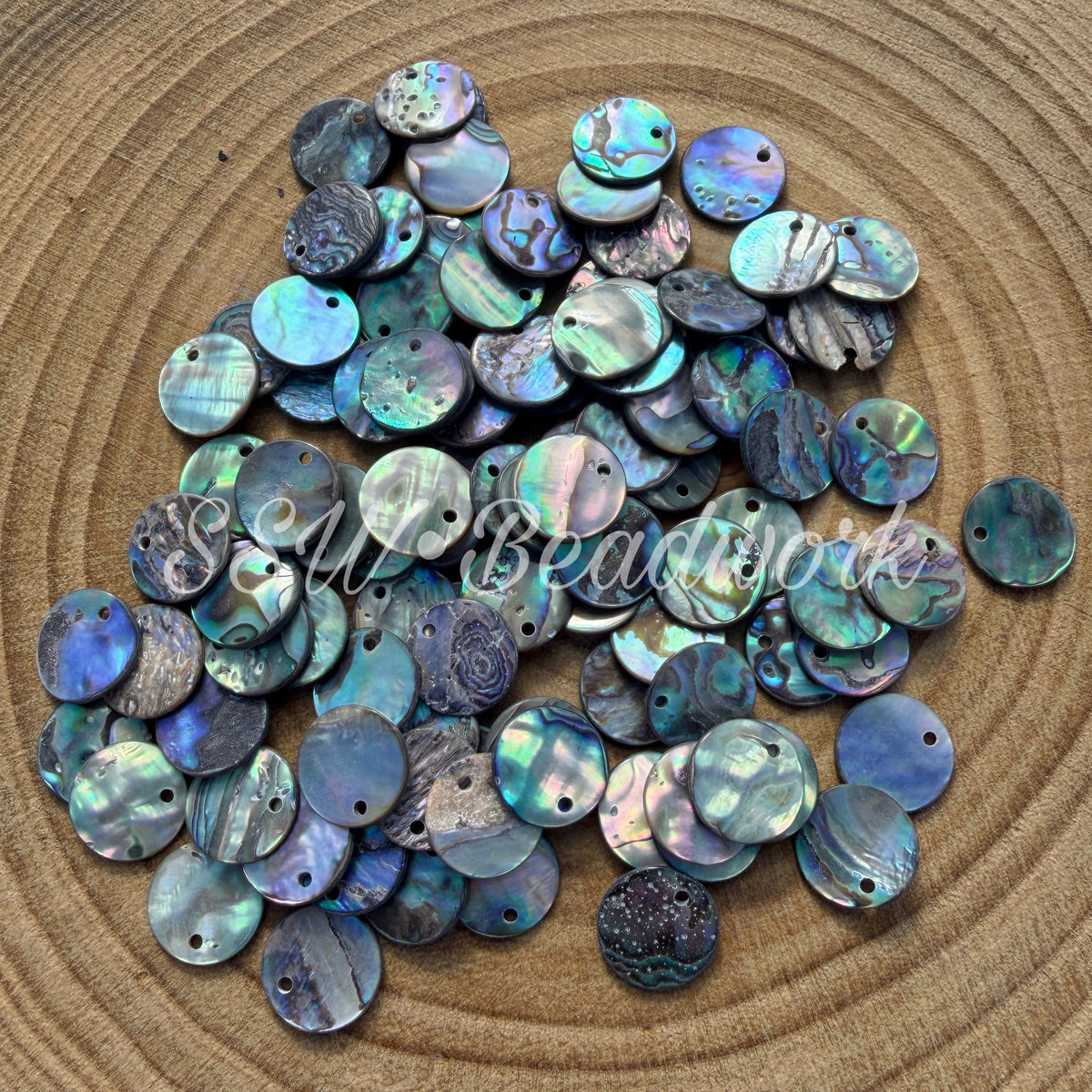 Abalone Shell 15mm Rounds with Top Hole