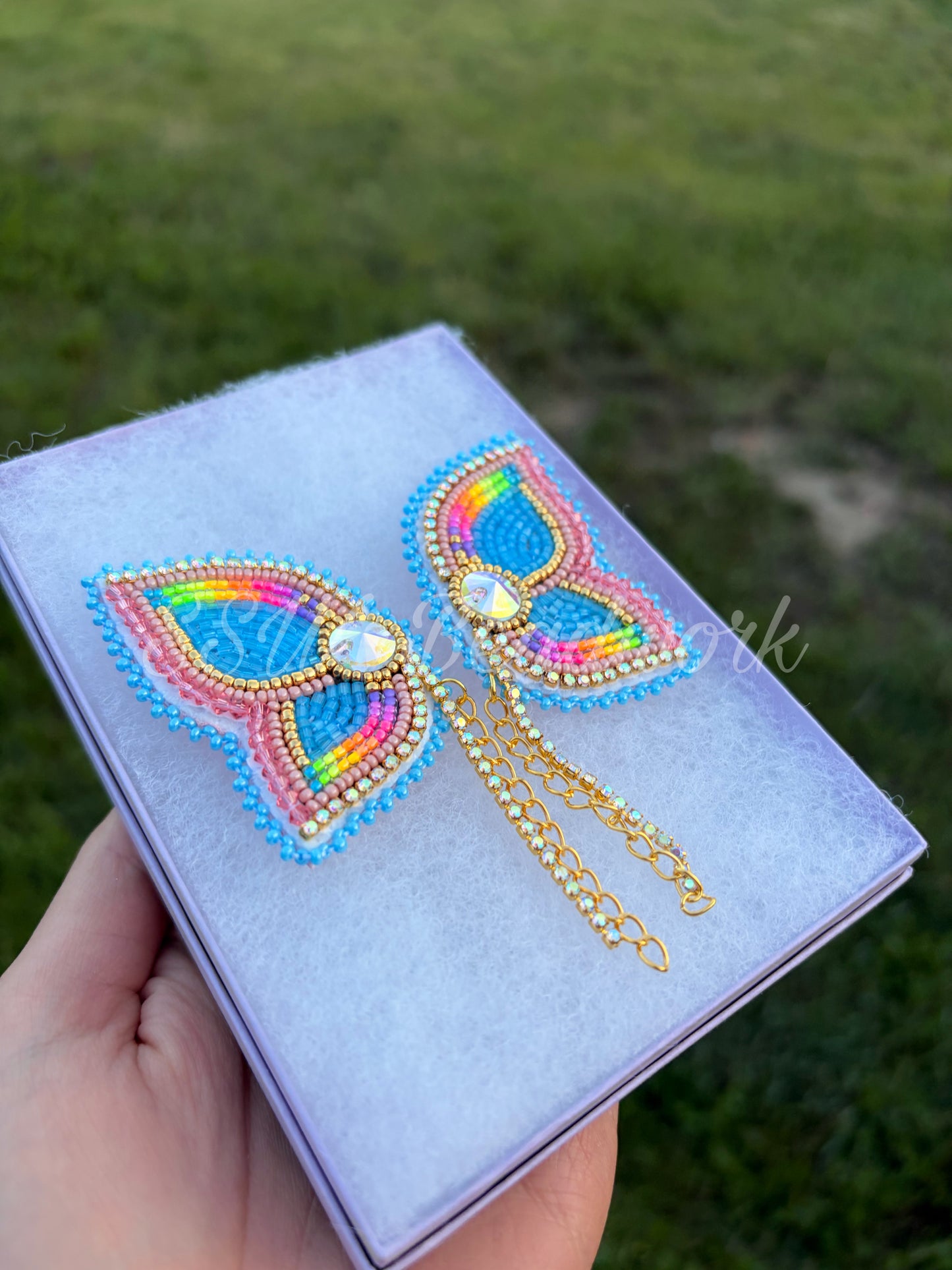 Light Blue Large Butterfly Earrings ✨
