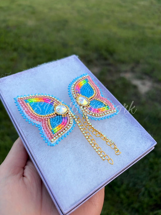 Light Blue Large Butterfly Earrings ✨
